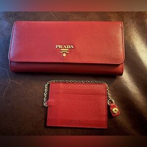 Prada Saffiano Fuoco Pattina wallet with set